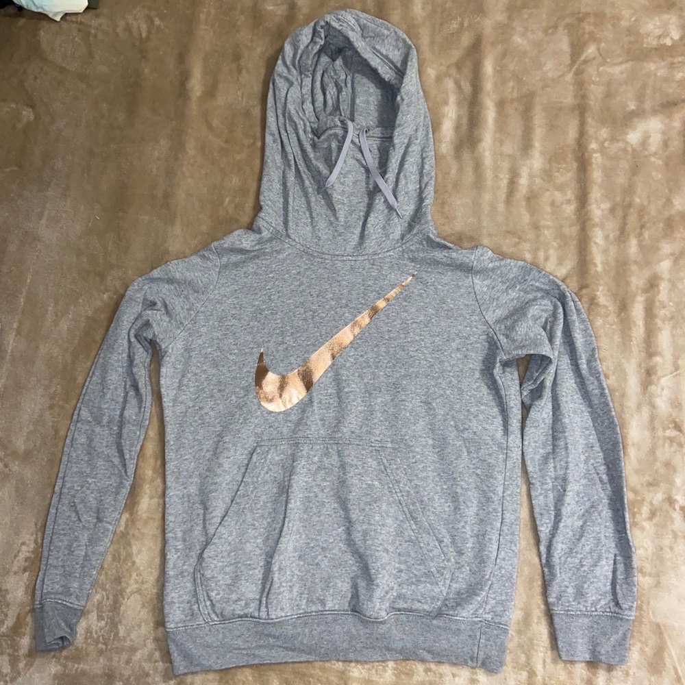 Nike Rose Gold and Gray Hoodie